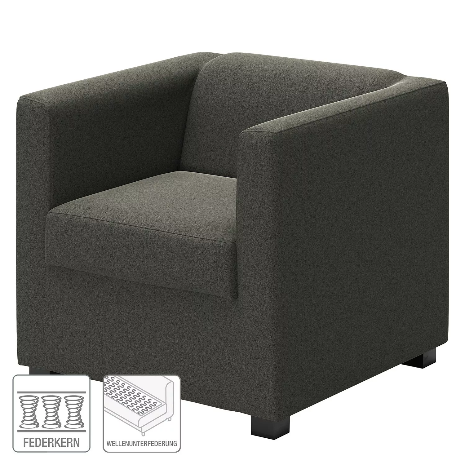 home24 loftscape Sessel Wilno XVI Grau Microfaser 74x71x75 cm (BxHxT) günstig online kaufen