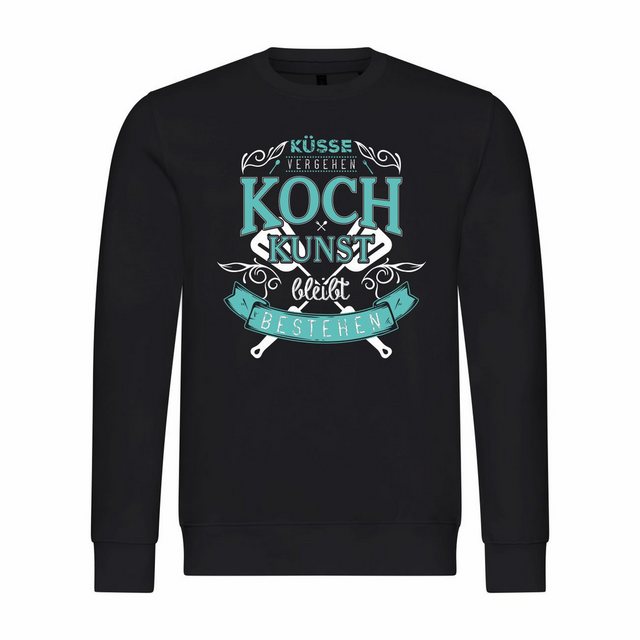 deinshirt Rundhalspullover Herren Sweatshirt Küsse vergehen Kochkunst bleib günstig online kaufen