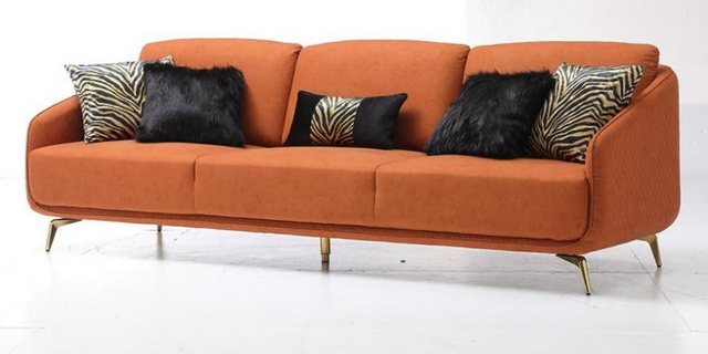 Xlmoebel Sofa Moderne Orangenfarbene Dreisitzer Polster-Couch für das Wohnz günstig online kaufen