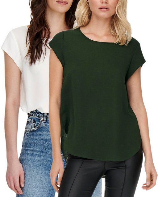 ONLY Shirtbluse (2er Pack) Basic Shirt mit gekreppten Muster im Doppelpack günstig online kaufen