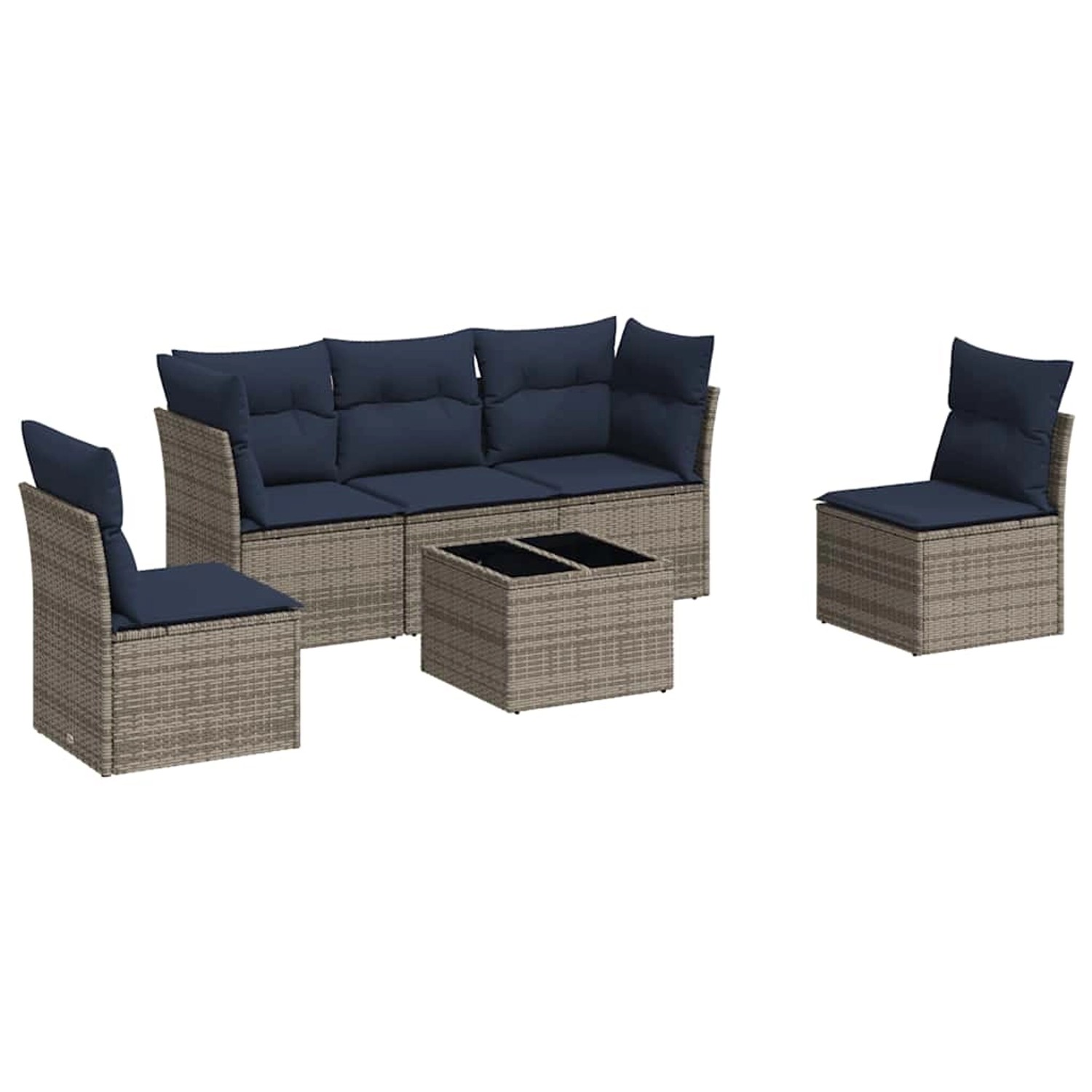 vidaXL 6-Tlg Garten-Sofagarnitur mit Kissen Grau Poly Rattan 3217361 günstig online kaufen