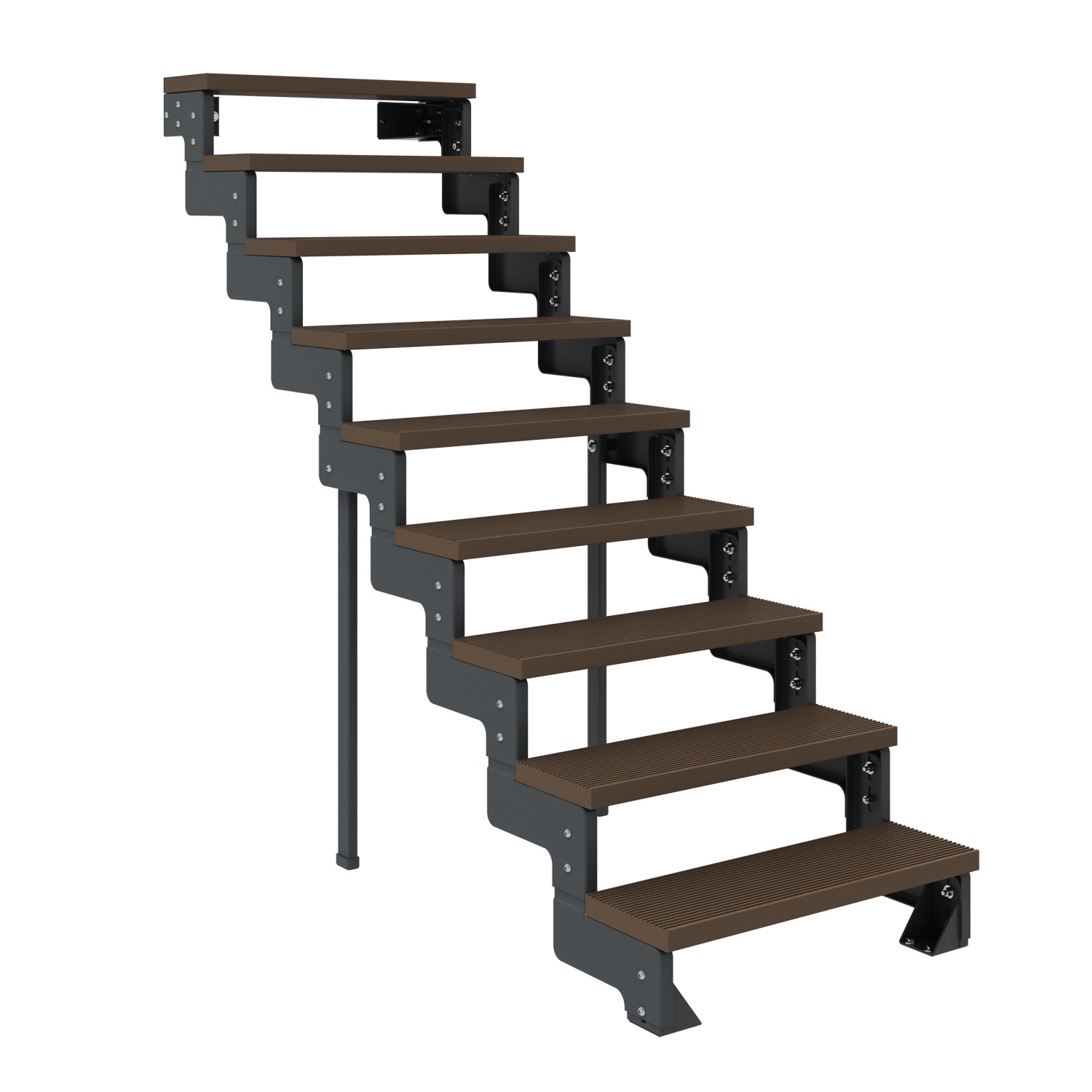 Dolle Außentreppe Gardentop Anthrazit 9 Stufen 100 cm Braun Ohne Geländer günstig online kaufen