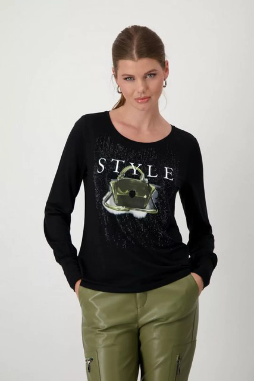 Monari Sweatshirt mit Schriftzug und Glitzersteinchen günstig online kaufen