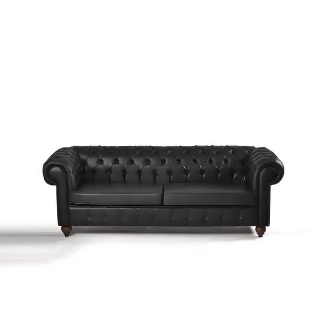 Xlmoebel Sofa Luxuriöses dreisitziges schwarzes Chesterfield-Sofa für das B günstig online kaufen