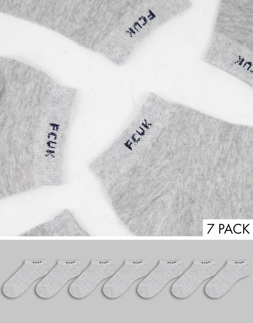 FCUK – Sneaker-Socken in Grau im 7er-Pack günstig online kaufen