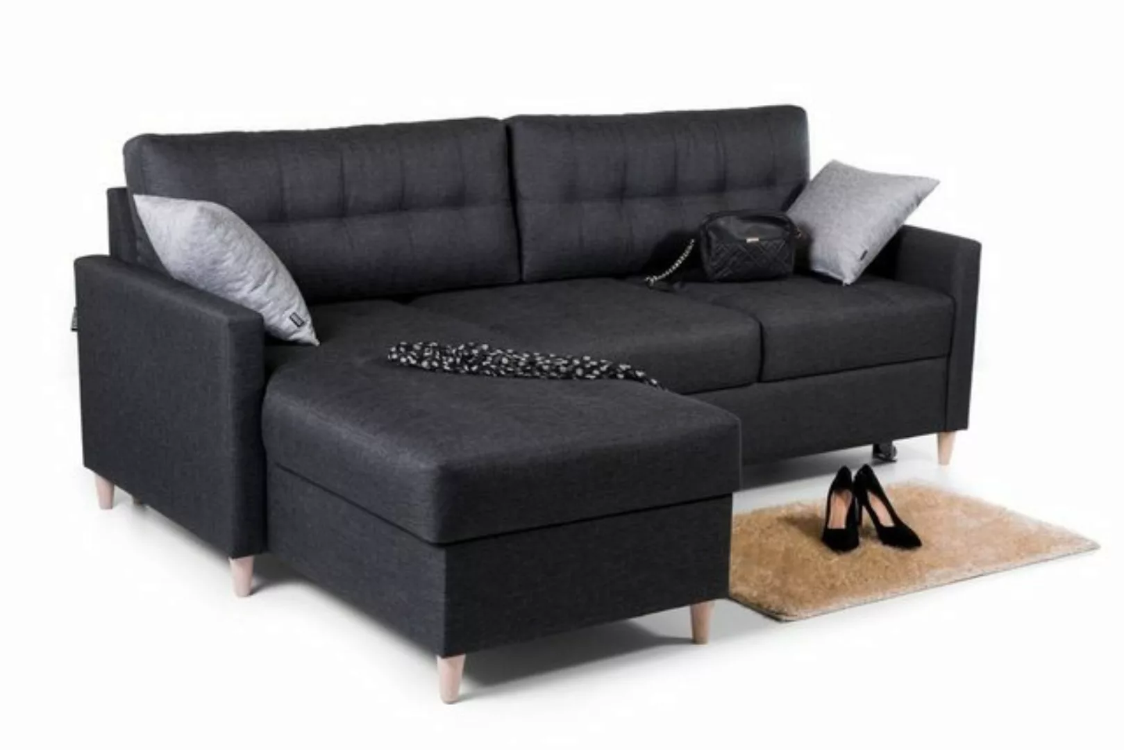 Fun Möbel Ecksofa Ecksofa Schlafsofa MOLDE mit Ottomane in Stoff, mit Schla günstig online kaufen