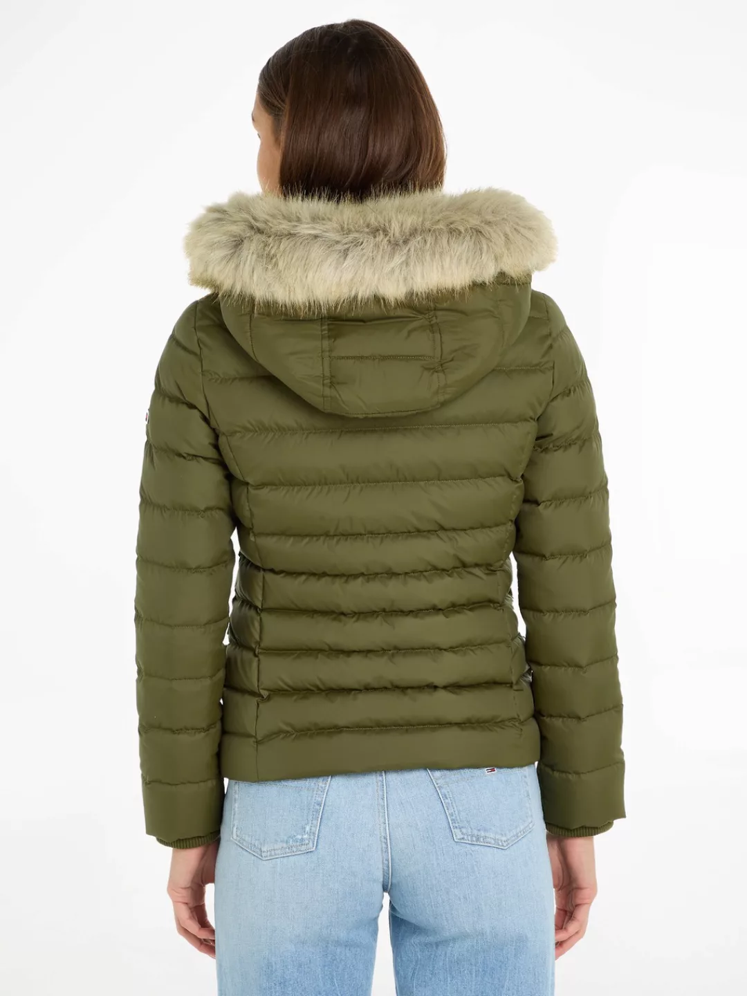 Tommy Jeans Daunenjacke BASIC HOODED DOWN JACKET mit Fellimitat an der Kapu günstig online kaufen