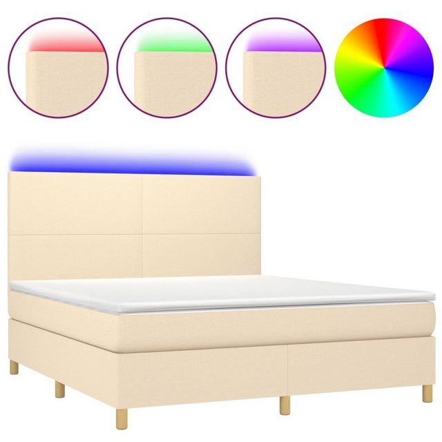 vidaXL Boxspringbett Bett Boxspringbett mit Matratze & Topper & LED (160 x günstig online kaufen