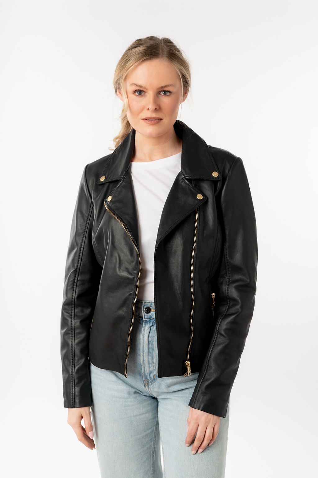 Mauritius Lederjacke "MWFylli", mit Knopfdetails, Reverskragen günstig online kaufen