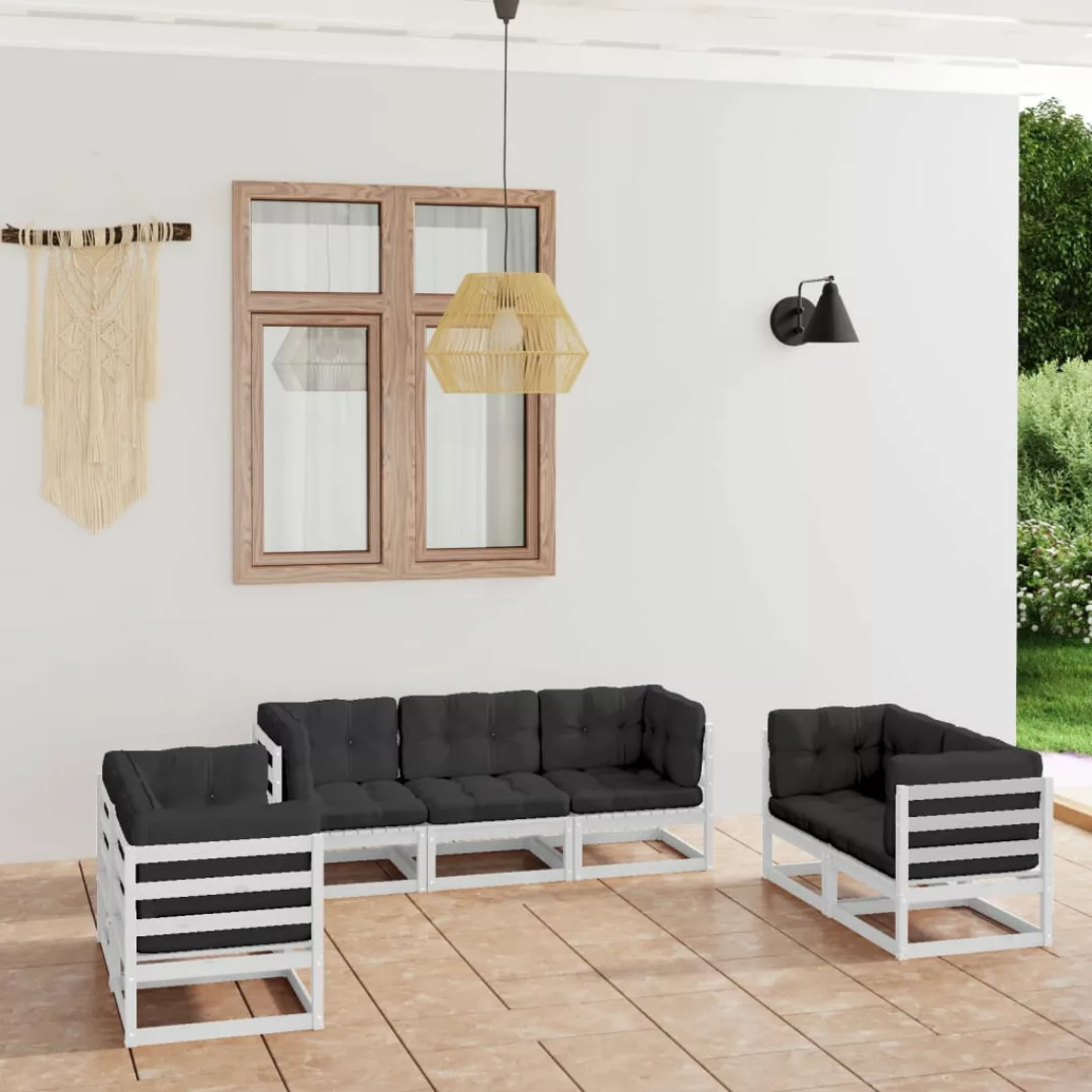 7-tlg. Garten-lounge-set Mit Kissen Kiefer Massivholz günstig online kaufen