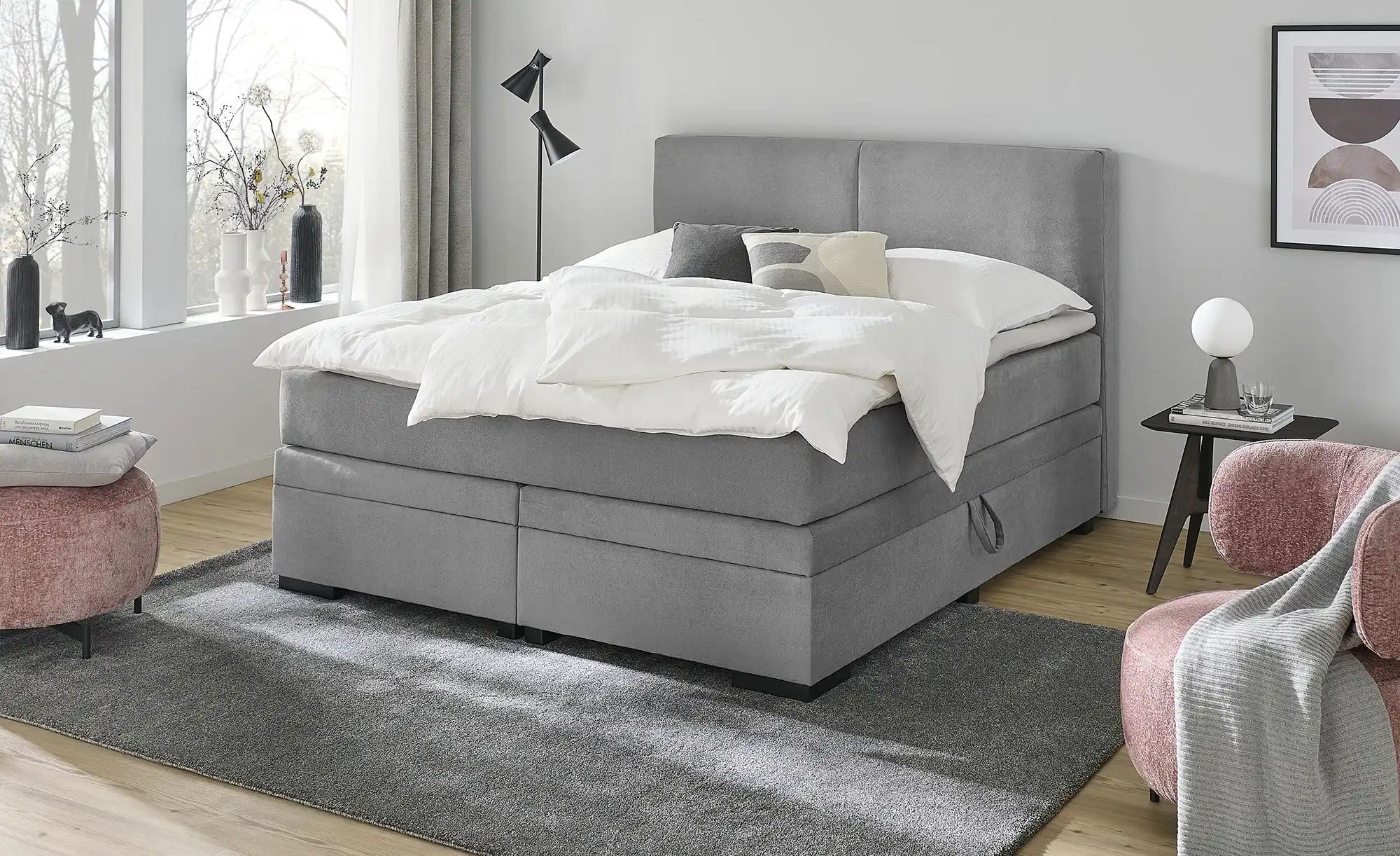 Boxi Boxspringbett mit Bettkasten Boxi Classic ¦ grau ¦ Maße (cm): B: 180 H günstig online kaufen