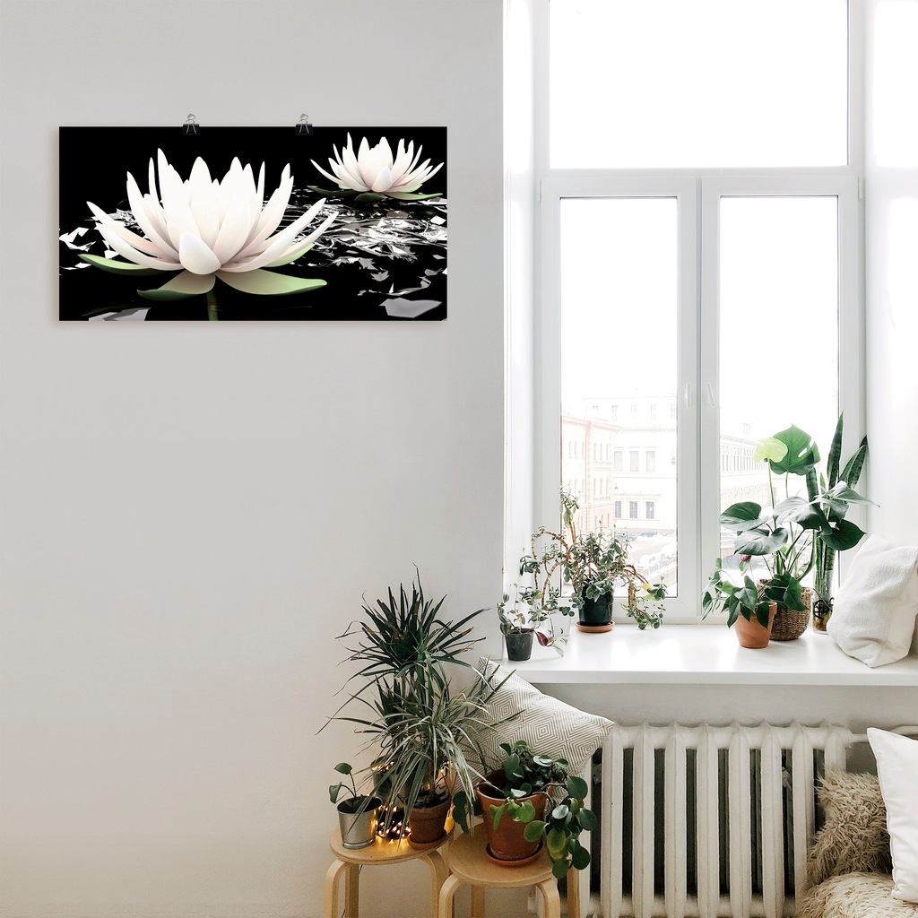 Artland Wandbild »Zwei Lotusblumen auf dem Wasser«, Blumen, (1 St.), als Al günstig online kaufen