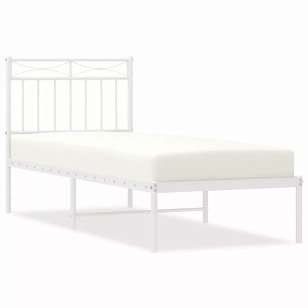 vidaXL Bettgestell Bettrahmen mit Kopfteil Metall Weiß 80x200 cm Bett Bettg günstig online kaufen