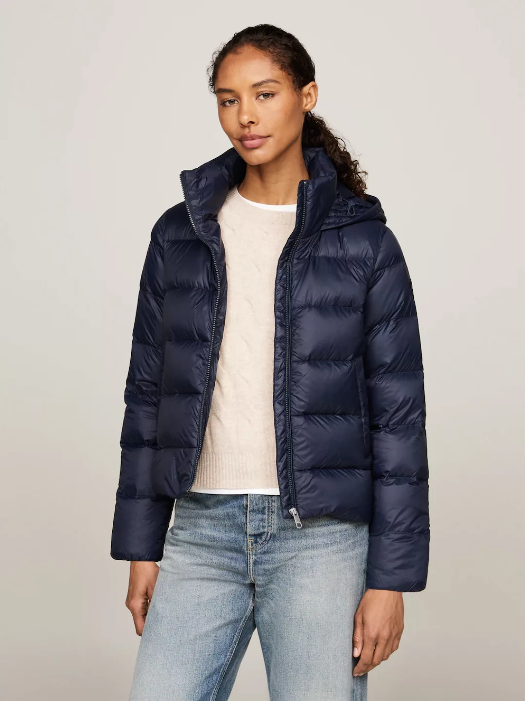 Tommy Hilfiger Steppjacke "LW DOWN CASUAL JACKET", mit Kapuze, mit Logopräg günstig online kaufen