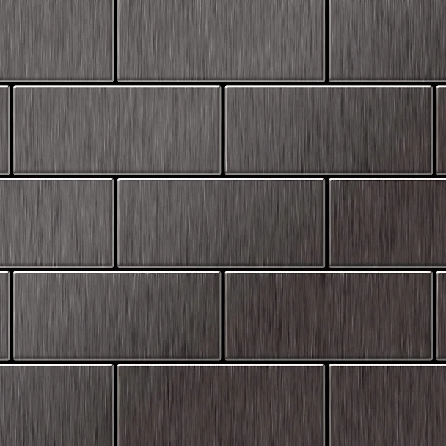 ALLOY Mosaik Fliese Massiv Metall Titan Gebürstet Dunkelgrau 1,6mm Stark Su günstig online kaufen
