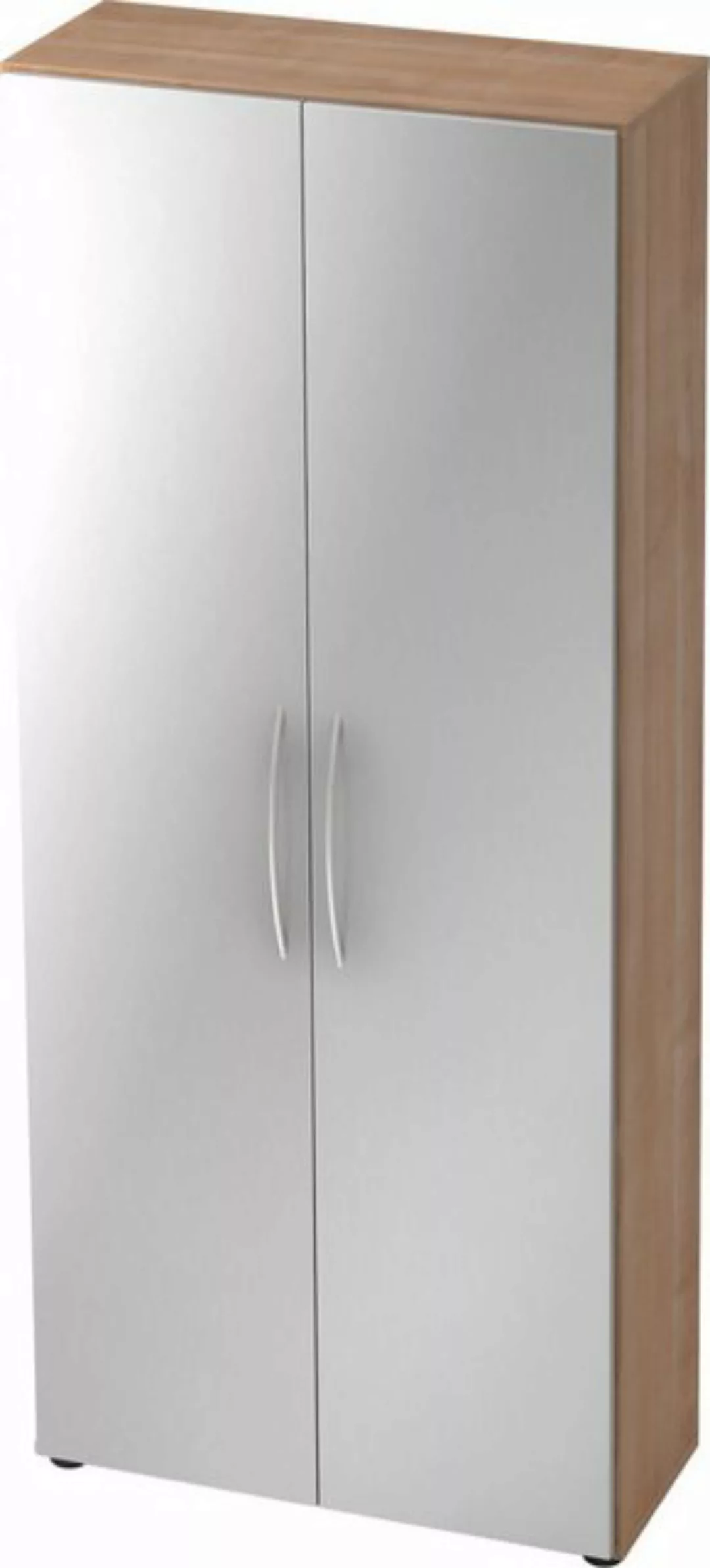 Aktenschrank Schrank Basic 5 OH BxTxH 80x33x188cm Griff BM Nussbaum/Silber günstig online kaufen