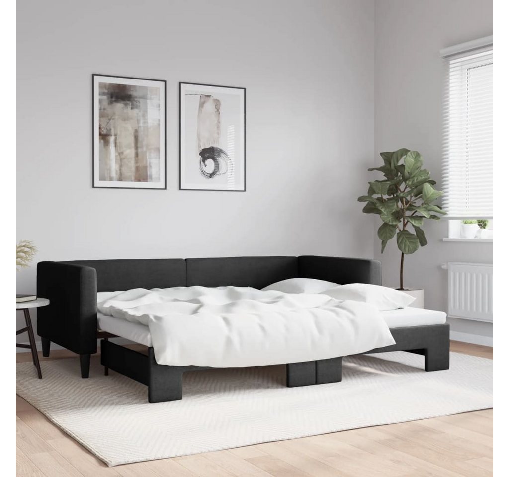 vidaXL Gästebett Gästebett Tagesbett Ausziehbar Schwarz 90x190 cm Stoff Bet günstig online kaufen