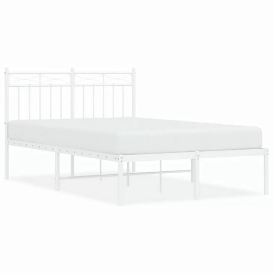 vidaXL Bettgestell Bettrahmen mit Kopfteil Metall Weiß 120x200 cm Bett Bett günstig online kaufen