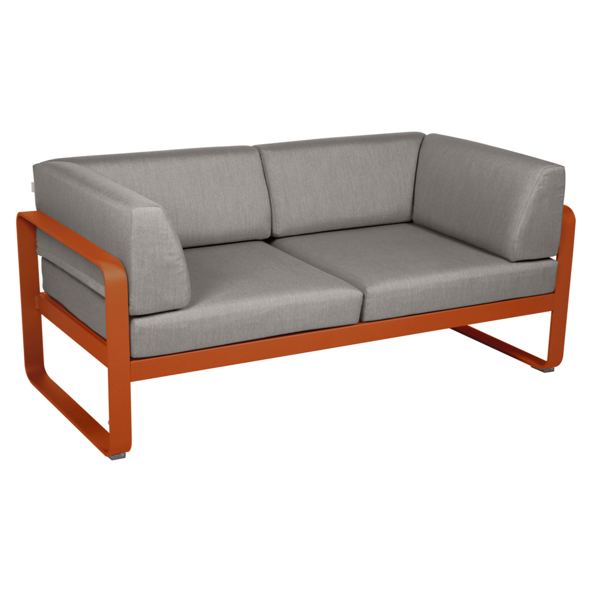 Bellevie 2-Sitzer Club Sofa E2 Kandierte Orange B8 Taupegrau günstig online kaufen