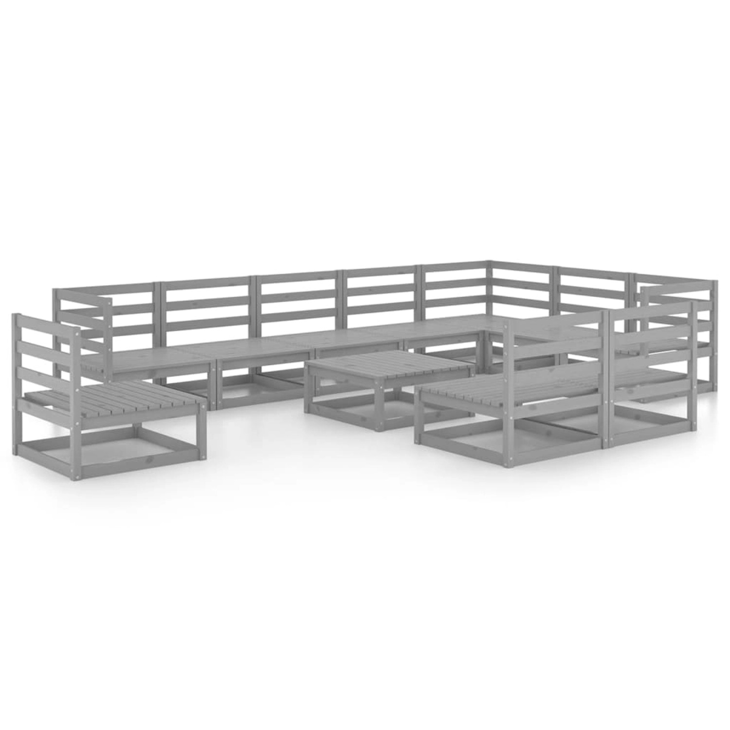 vidaXL 11-tlg Garten-Lounge-Set Grau Kiefer Massivholz Modell 1 günstig online kaufen