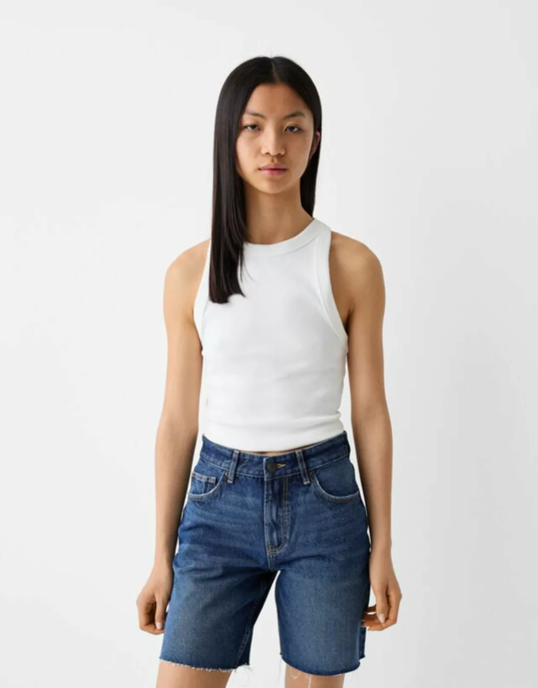 Bershka Jeans-Bermudashorts Damen 36 Blau günstig online kaufen