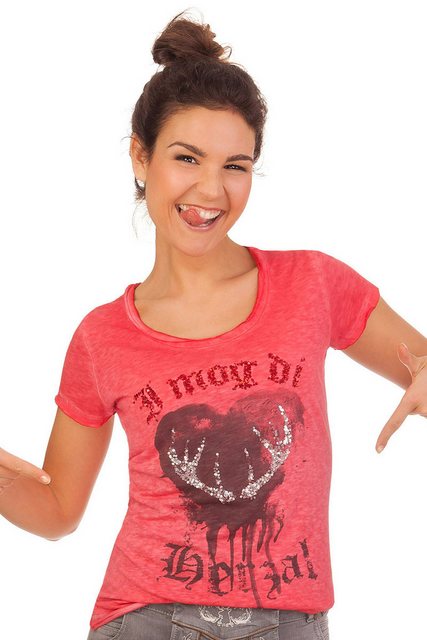 Hangowear Trachtenshirt Trachtenshirt Damen - INDIRA - rot günstig online kaufen
