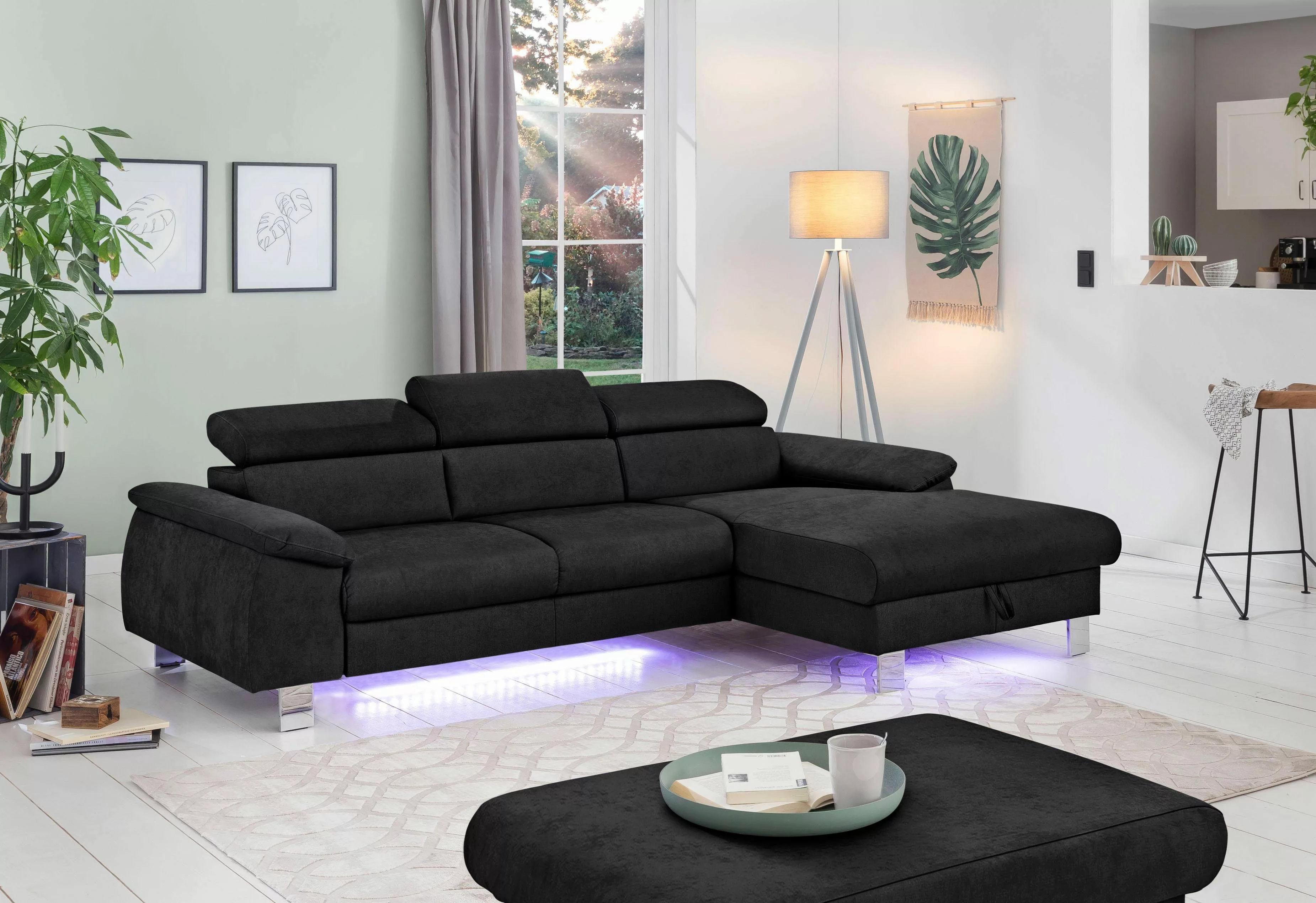 COTTA Ecksofa Komaris, Ecksofa, wahlweise mit RGB-LED-Beleuchtung und Bettf günstig online kaufen