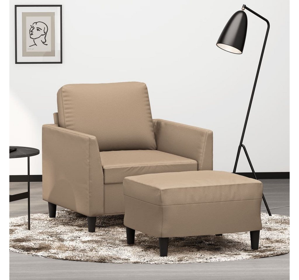 vidaXL Sofa Sessel mit Hocker Cappuccino-Braun 60 cm Kunstleder günstig online kaufen