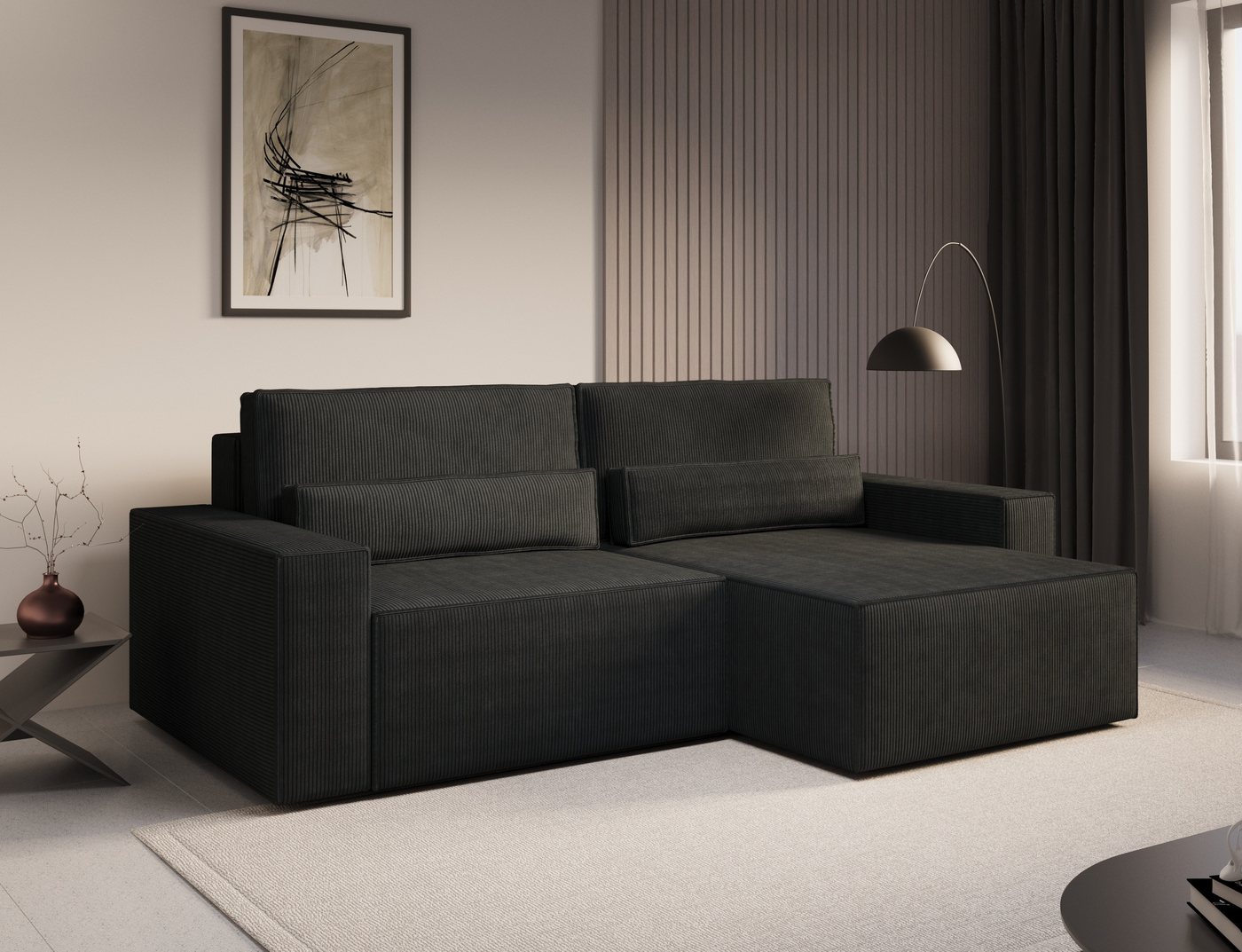 MOEBLO Ecksofa DENVER MINI aus Cord, Ottomane beidseitig montierbar Couch C günstig online kaufen