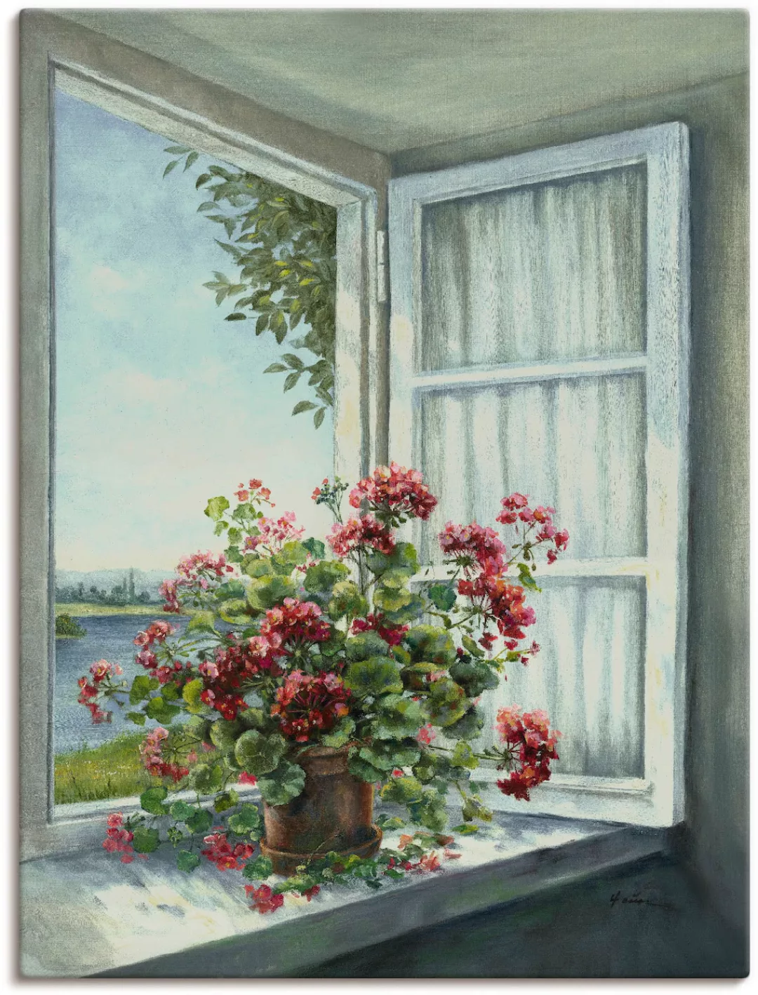 Artland Wandbild "Geranien am Fenster", Blumen, (1 St.) günstig online kaufen