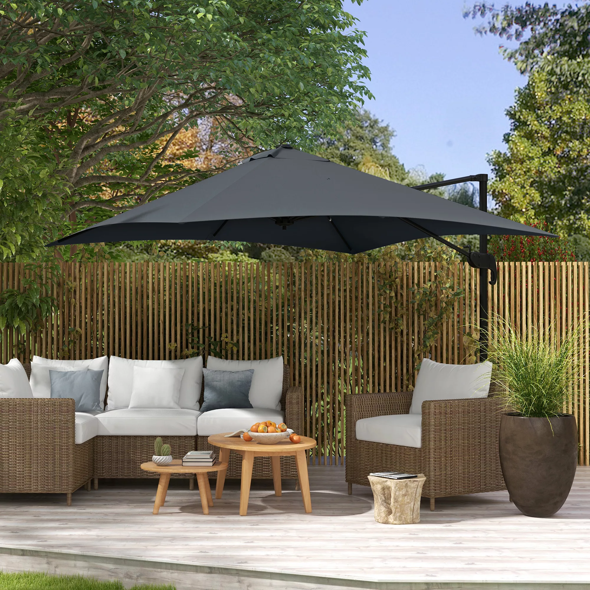 Outsunny Quadratischer Schwenkbarer Kurbel Sonnenschirm mit 360° Drehung au günstig online kaufen