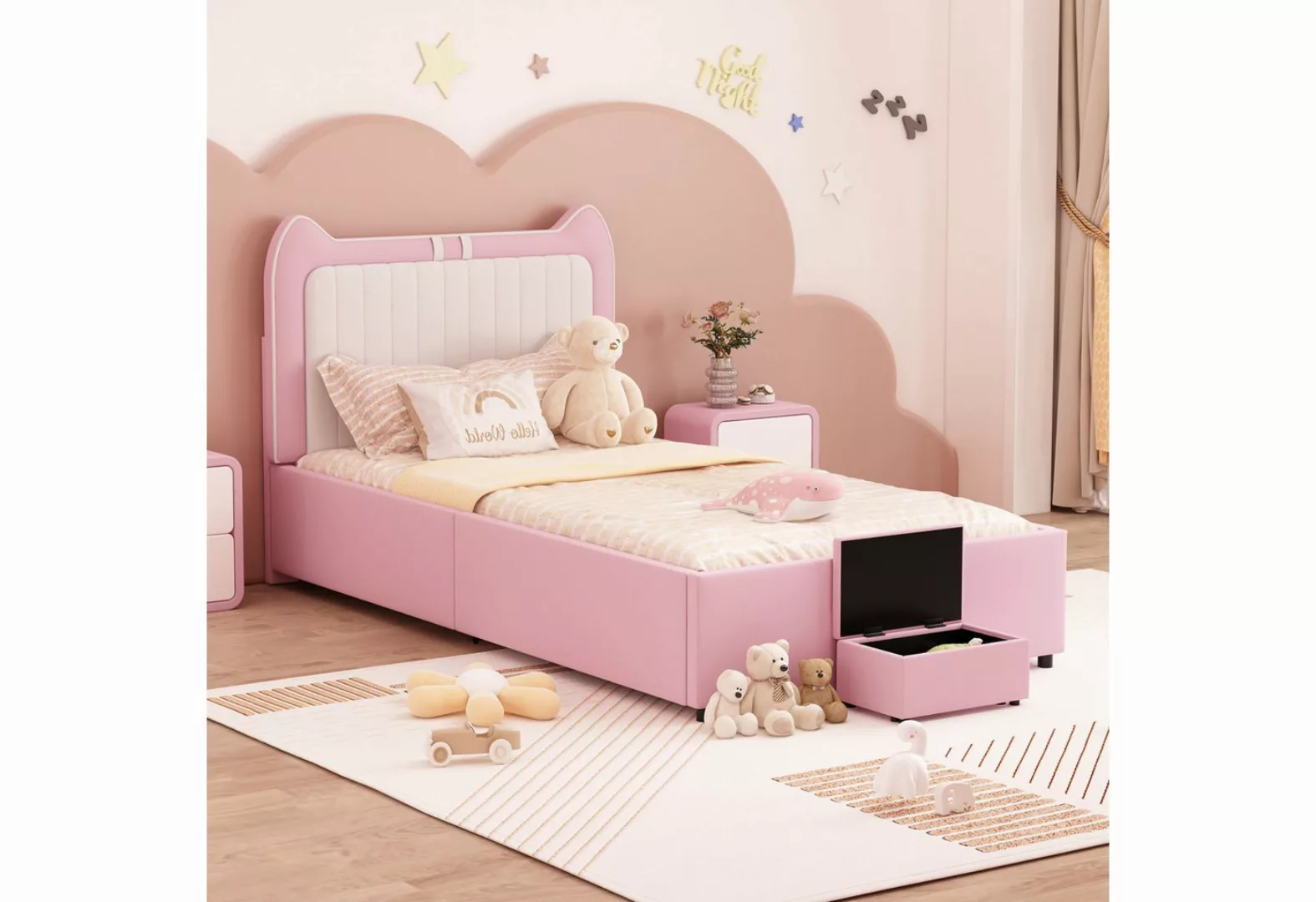 REDOM Kinderbett Einzelbett, zweifarbiges Patchwork am Kopfende des Bettes günstig online kaufen