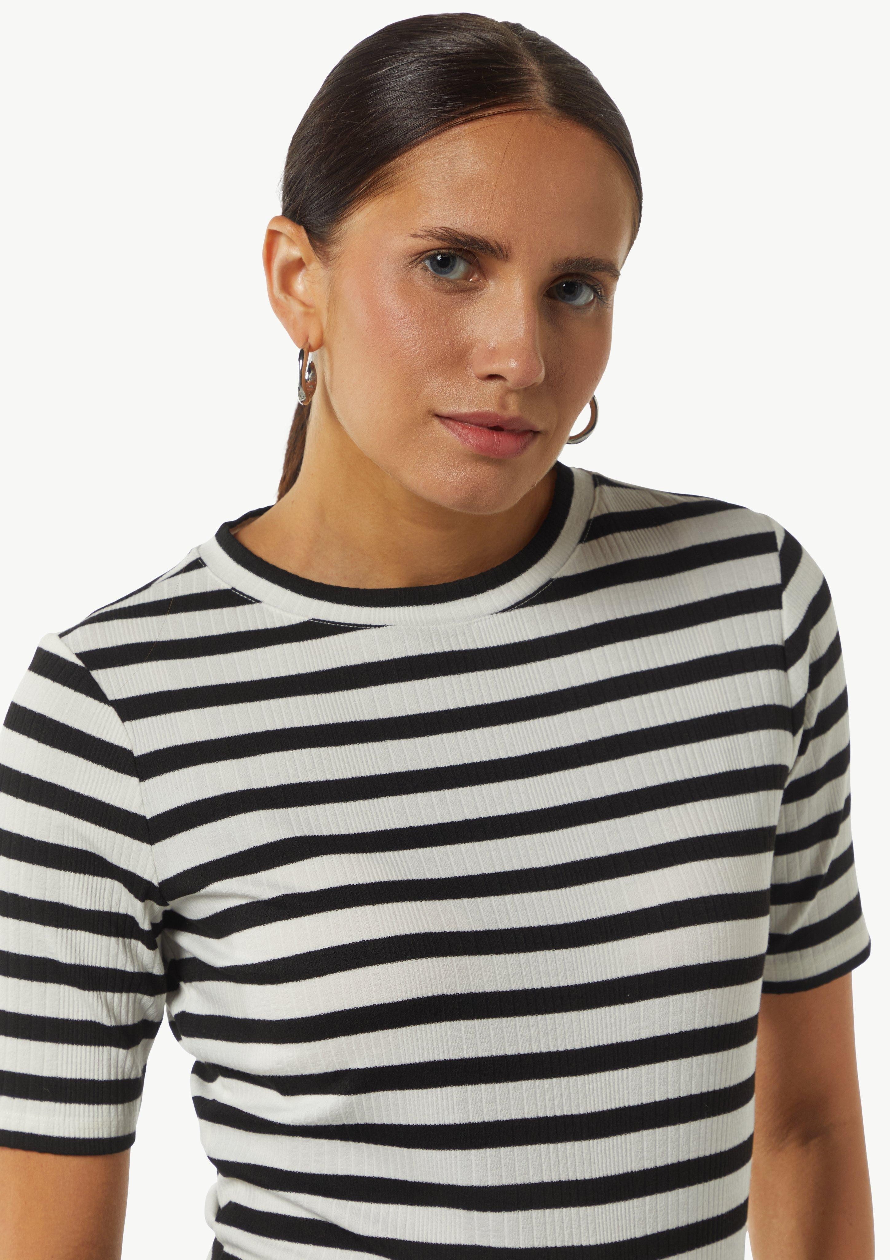 Comma Kurzarmshirt Ringel-T-Shirt aus Rippware günstig online kaufen