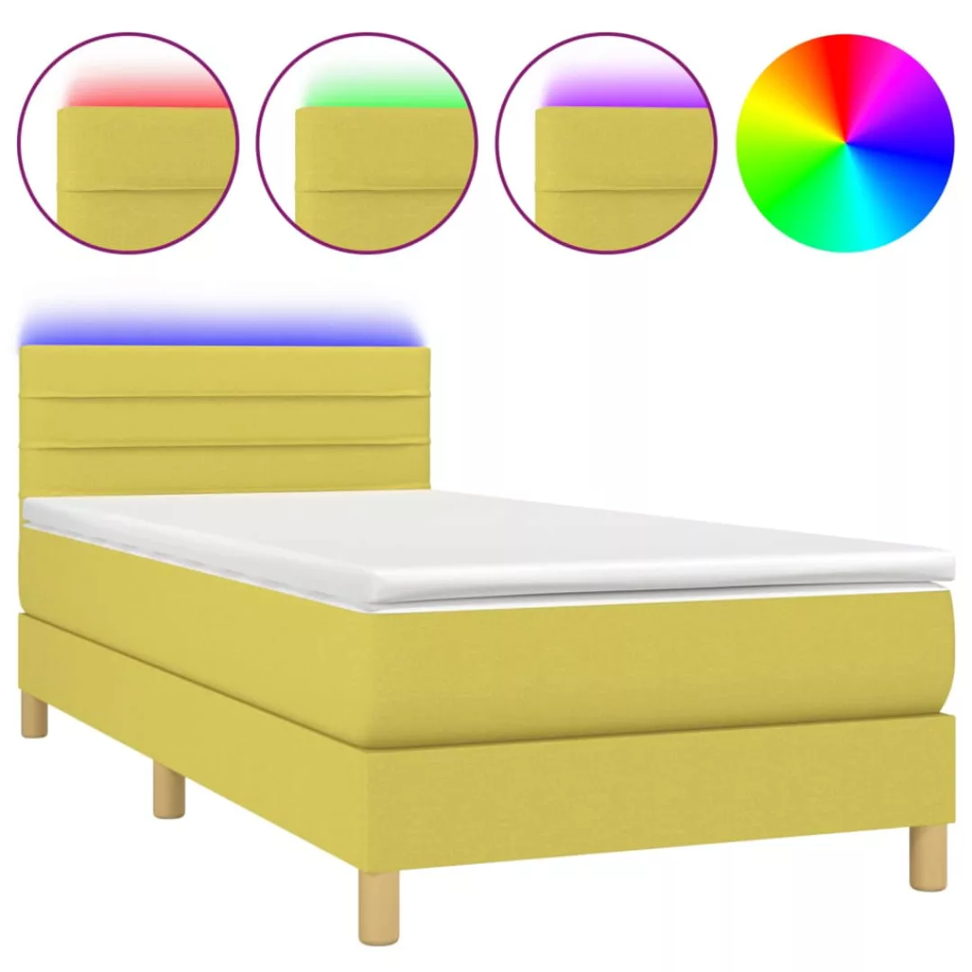 Vidaxl Boxspringbett Mit Matratze & Led Grün 100x200 Cm Stoff günstig online kaufen