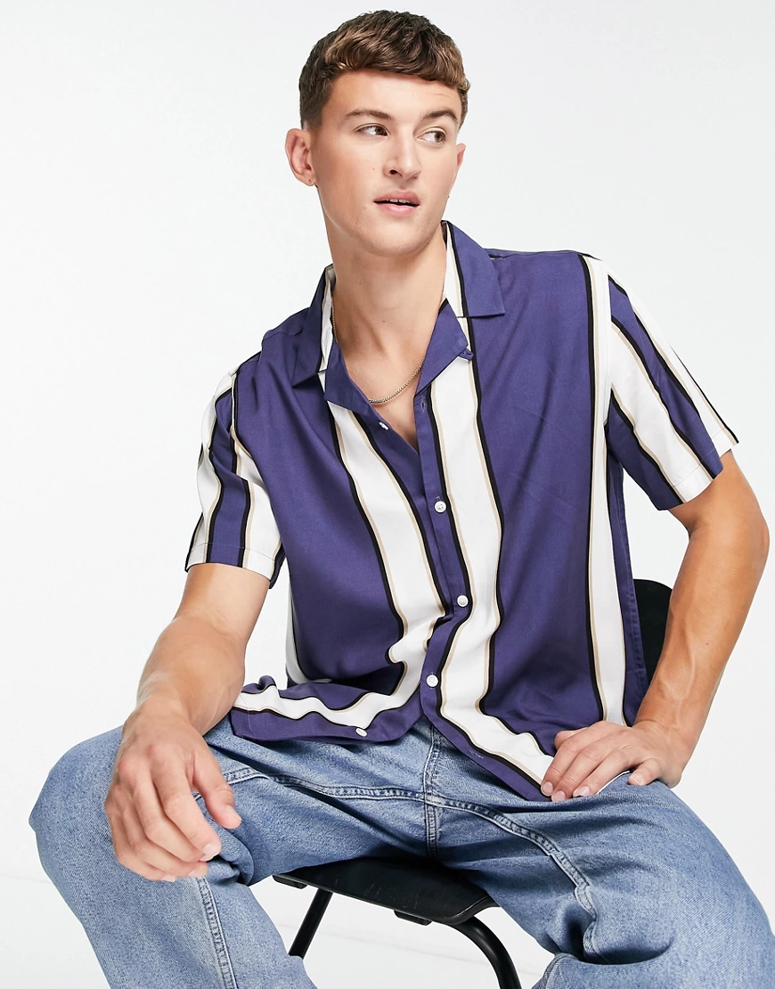 Topman – Gestreiftes Hemd in Blau und Weiß günstig online kaufen