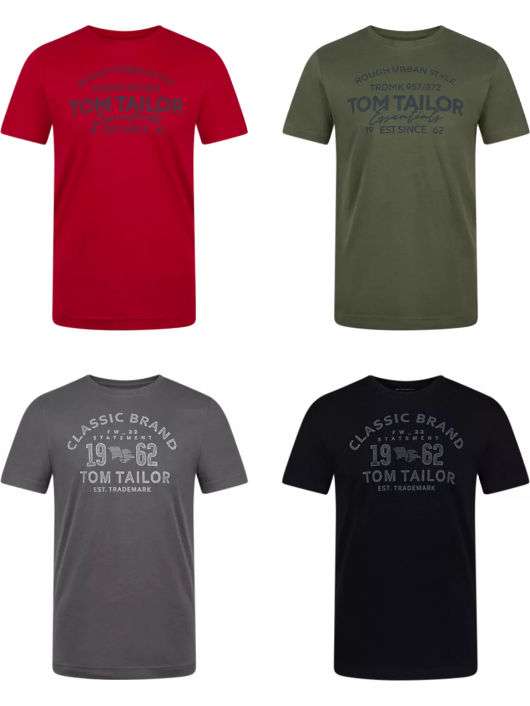 Tom Tailor Herren Rundhals T-Shirt Regular Fit 4er Pack günstig online kaufen