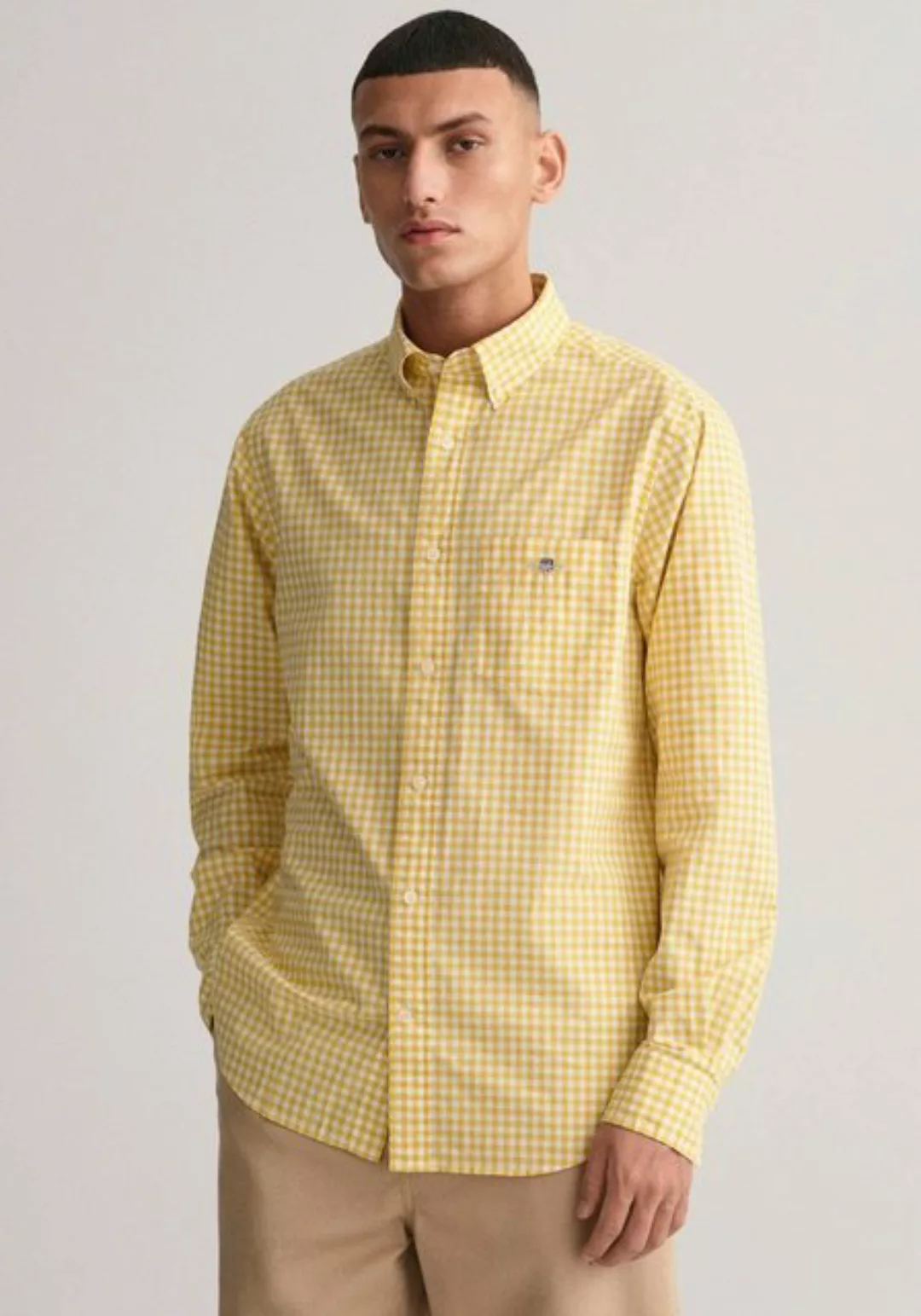 Gant Langarmhemd Regular Fit Gingham Popeline Hemd strapazierfähig pflegele günstig online kaufen