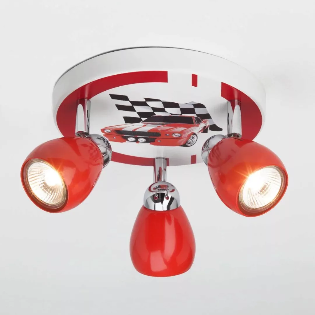 LED Deckenleuchte Racing in Rot und Weiß 3x 3W 900lm GU10 3-flammig günstig online kaufen