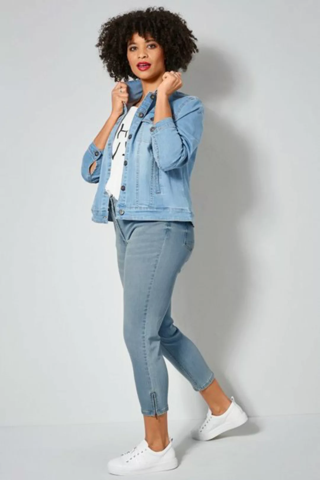 Dollywood Regular-fit-Jeans Jeansjacke Hemdkragen Knopfleiste langer Arm günstig online kaufen