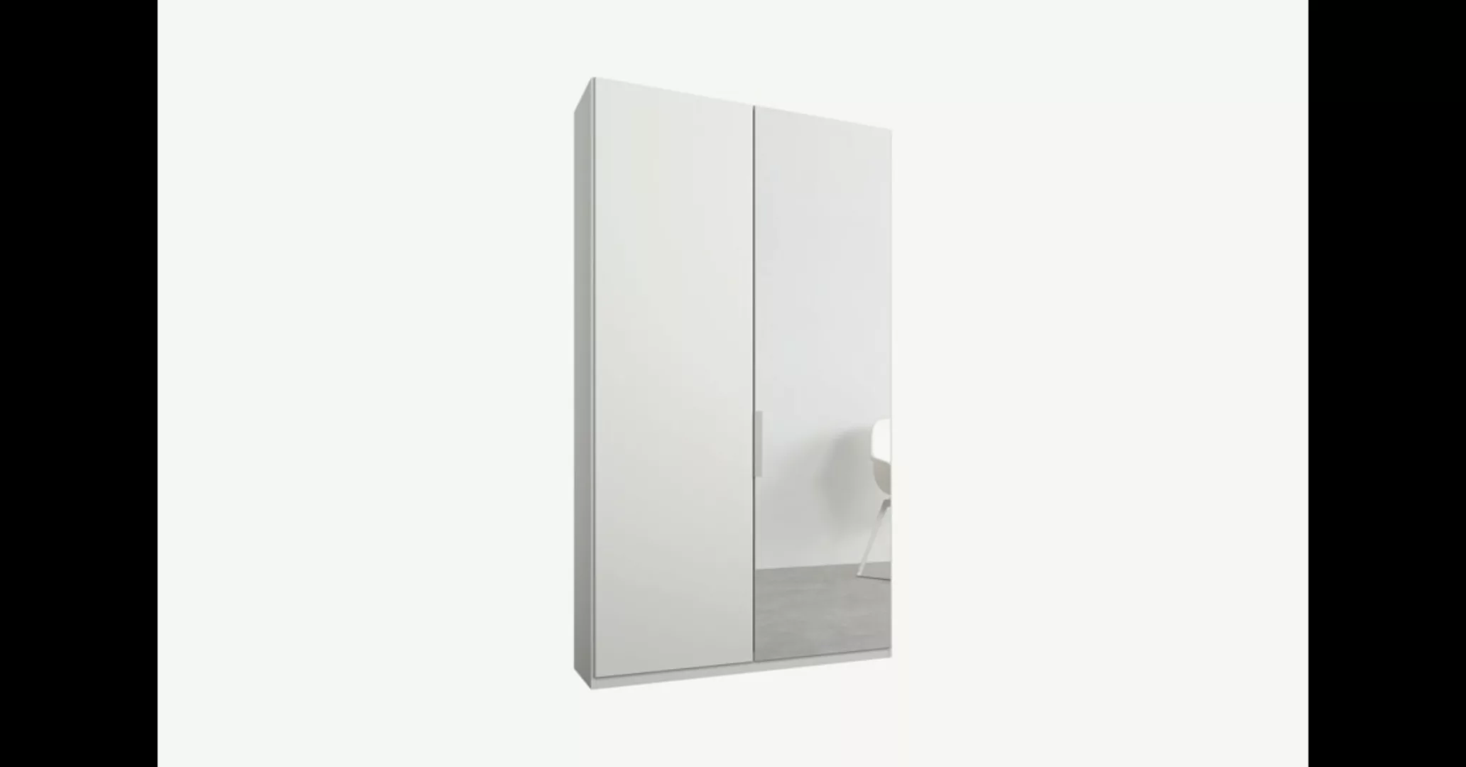 Caren Kleiderschrank mit 2 Tueren (100 cm), Premium in Weiss mit Spiegeltue günstig online kaufen