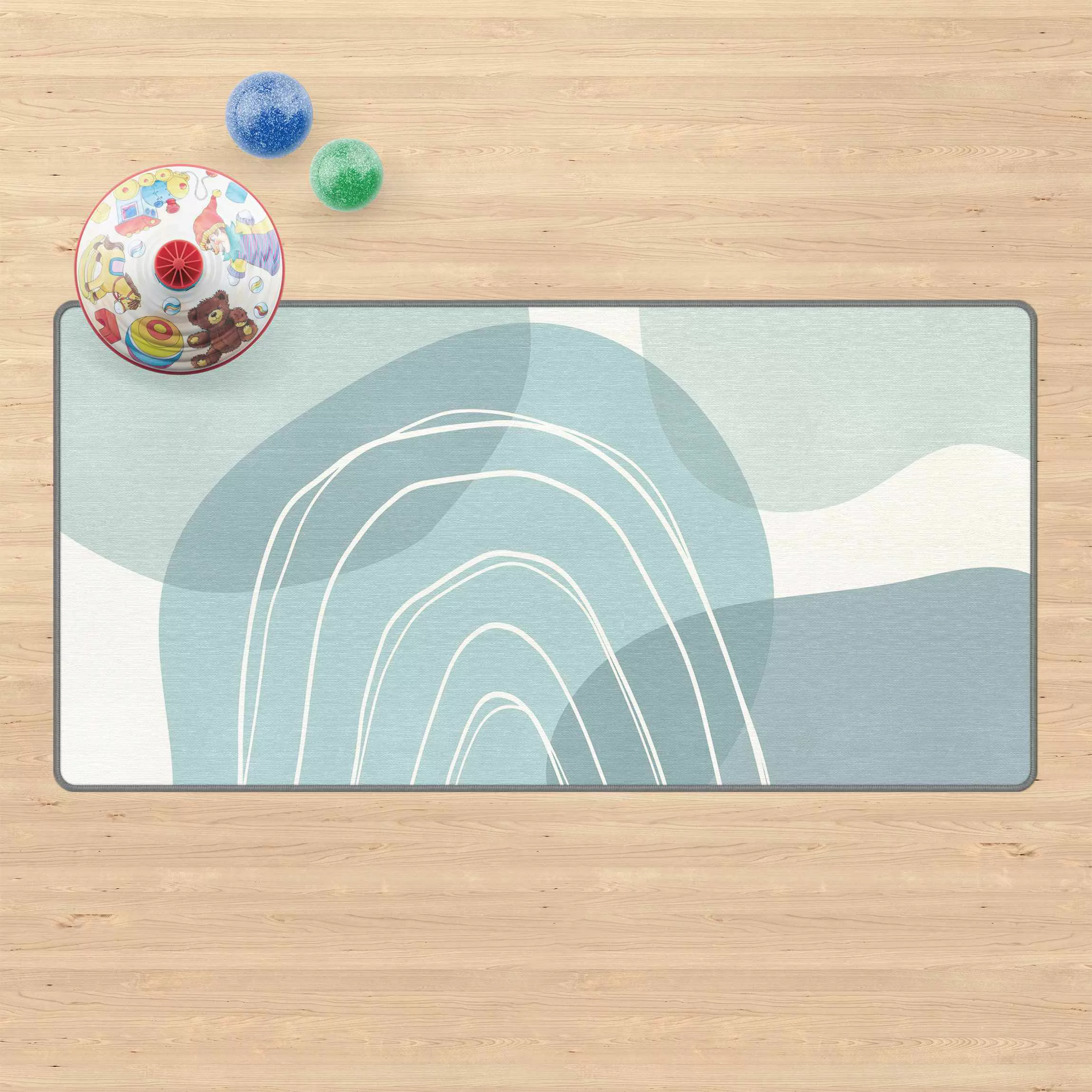 Teppich Große Kreisformen im Regenbogen - blau günstig online kaufen