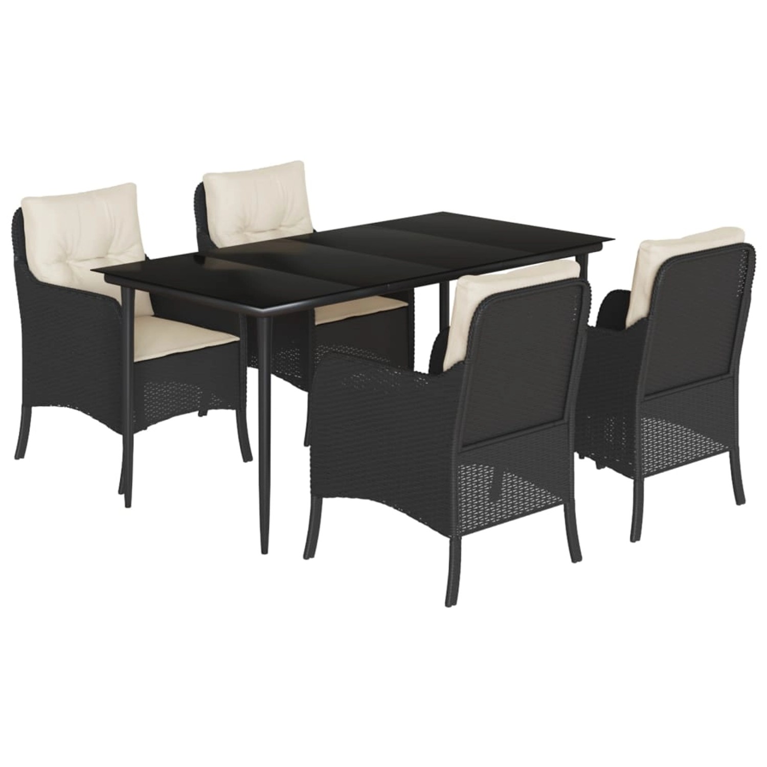 vidaXL 5-Tlg Garten-Essgruppe mit Kissen Schwarz Poly Rattan 3211909 günstig online kaufen