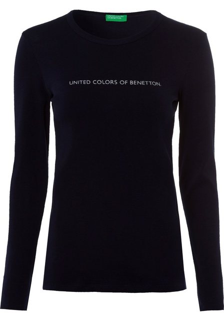 United Colors of Benetton Langarmshirt mit Glitzereffekt Labelprint günstig online kaufen