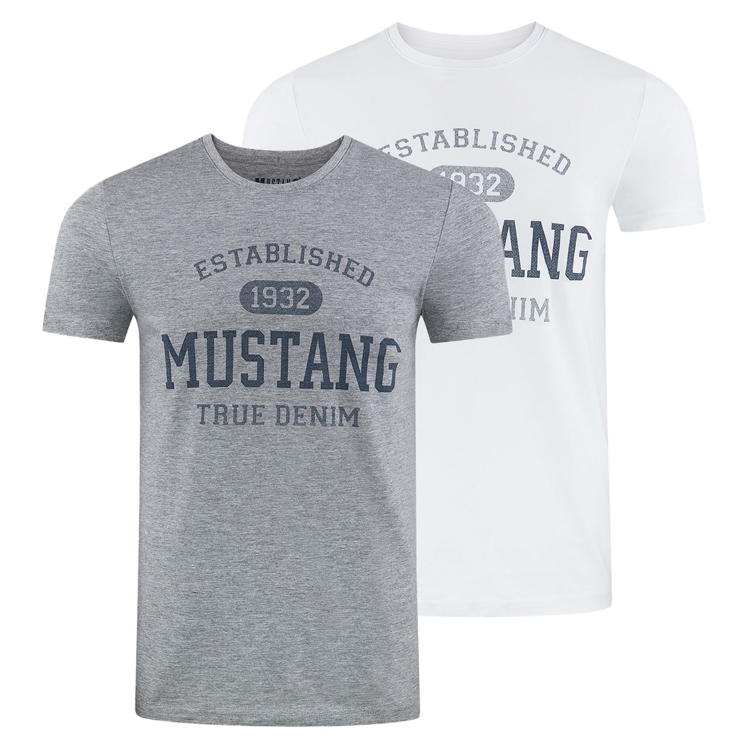 Mustang Herren T-Shirt Mustang Mehrfarbig Rundhals Regular Fit S bis 6XL 4e günstig online kaufen