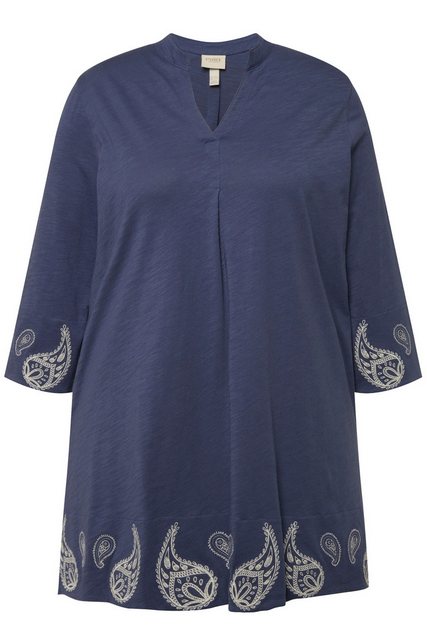 Ulla Popken Longshirt Jerseytunika Paisley V-Ausschnitt 3/4-Arm günstig online kaufen