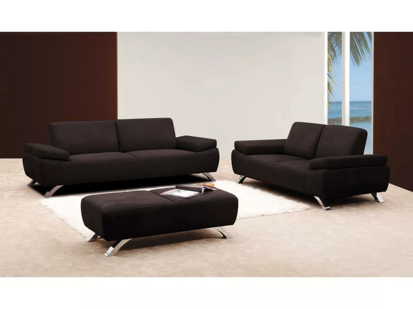 Sofa 3-Sitzer - Microfaser - Braun - POLKA günstig online kaufen