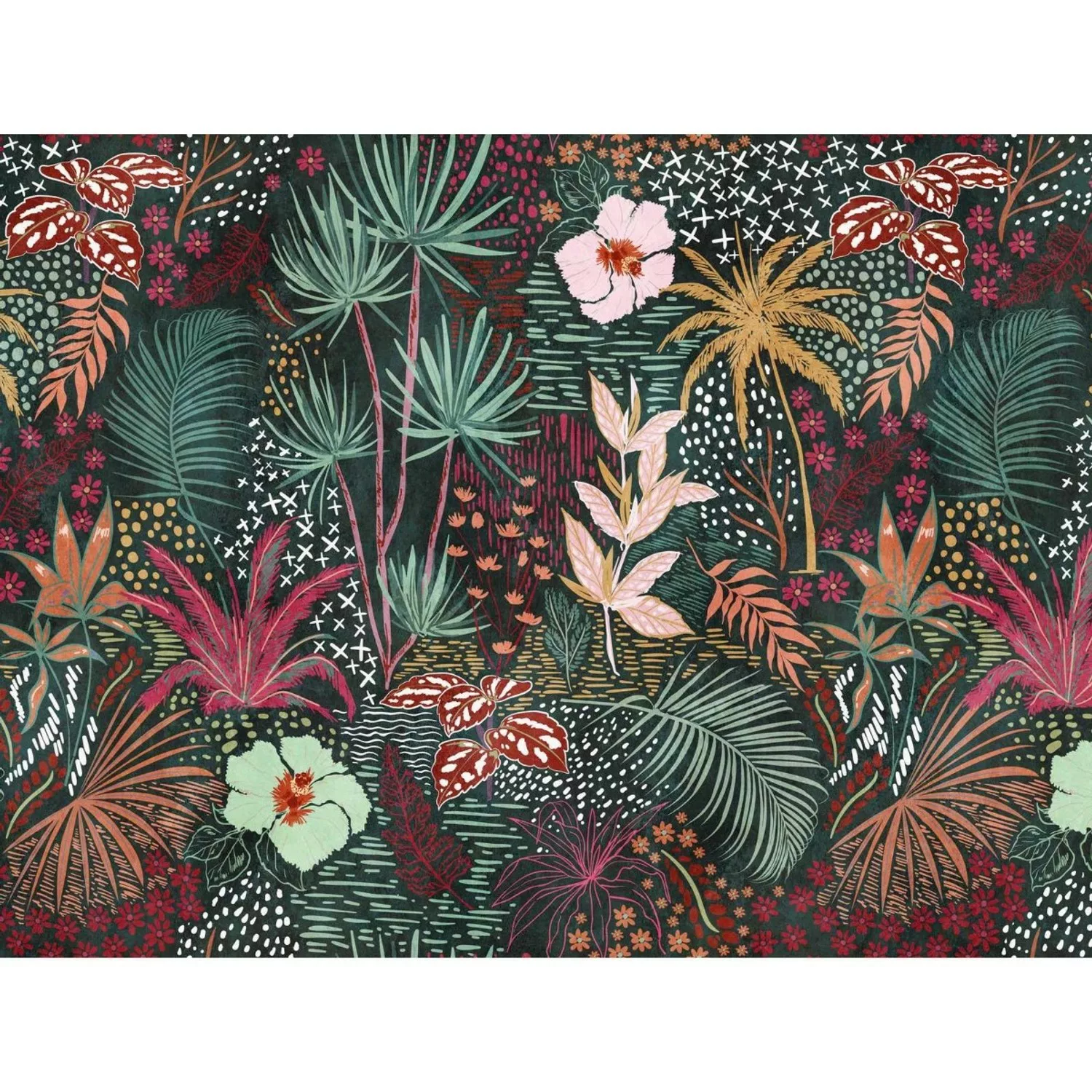 Bricoflor Dunkle Vliestapete Mit Dschungel Gemalt Moderne Tapete Regenwald günstig online kaufen