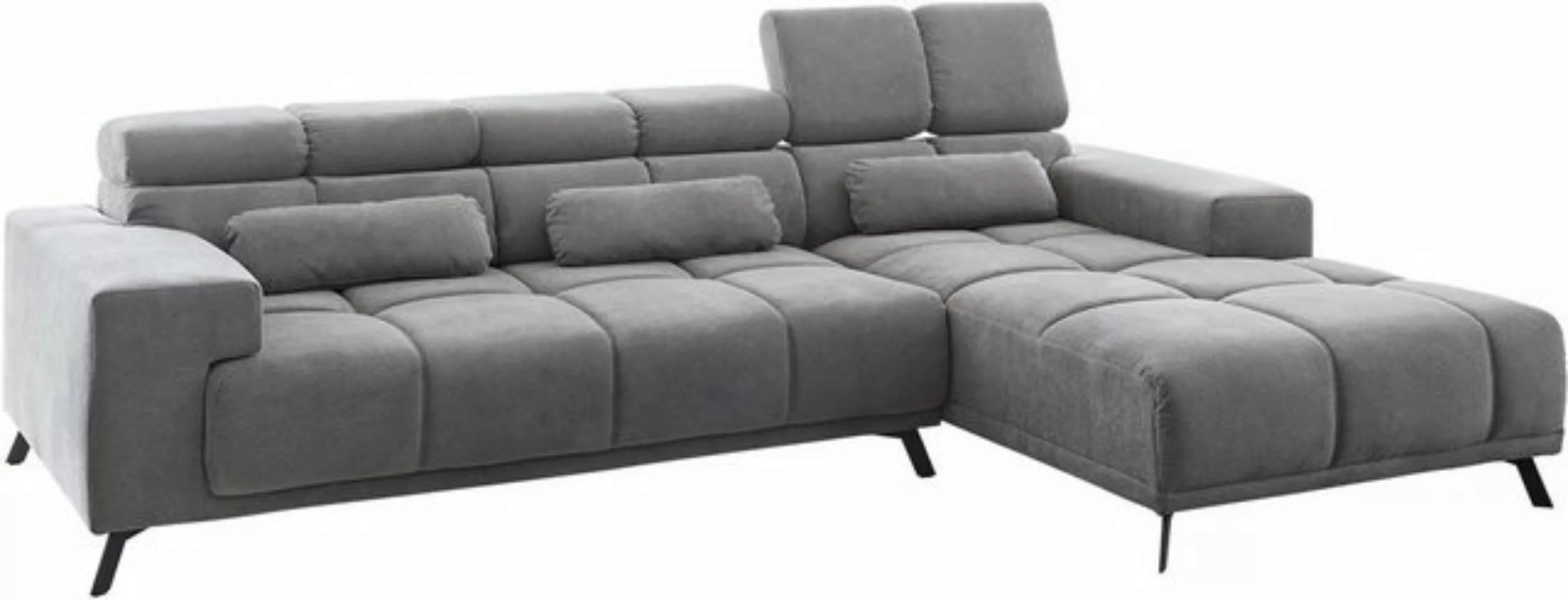 DELIFE Ecksofa Ordino, Mikrofaser Grau 285x200 Ottomane rechts Relaxfunktio günstig online kaufen