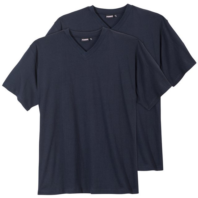 ADAMO V-Shirt 2er-Pack V-Neck Basic T-Shirt Übergröße navy Adamo günstig online kaufen