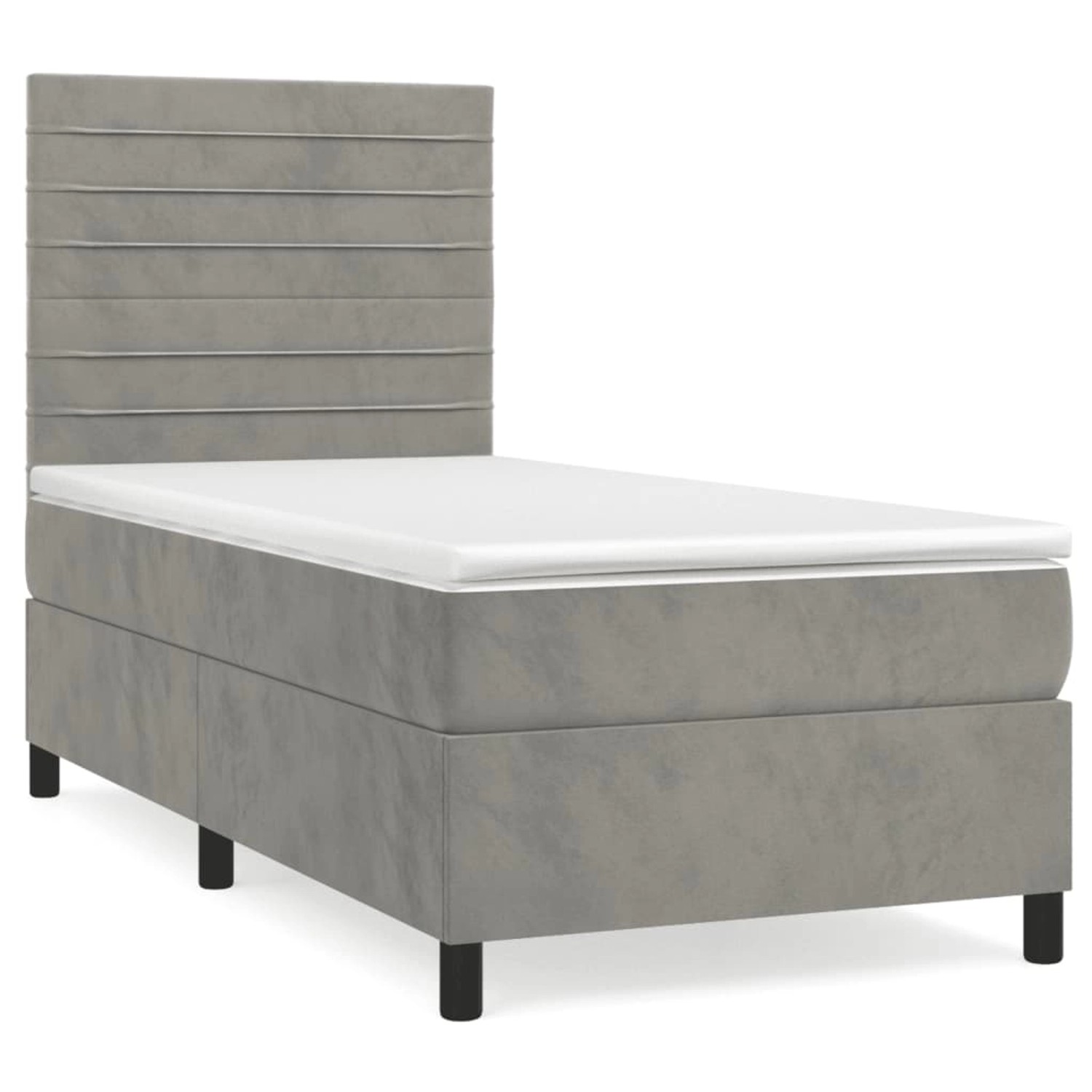 vidaXL Boxspringbett mit Matratze Hellgrau 90x190 cm Samt1537925 günstig online kaufen